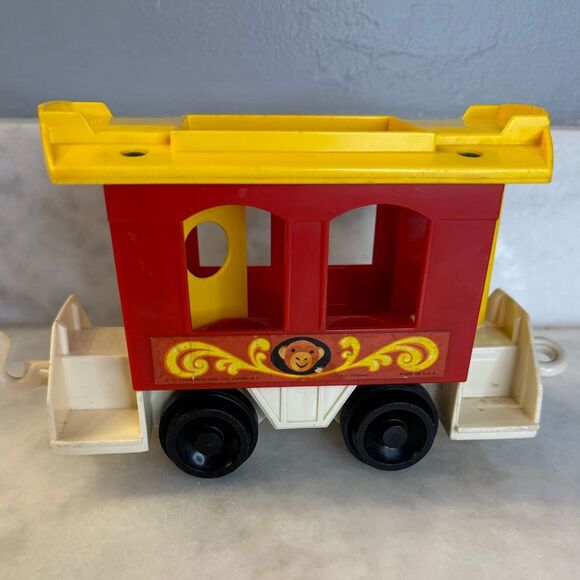 Fisher Price Little People Vintage Circus Train 991 Caboose 1973 Red Train Car - Picture 1 of 7